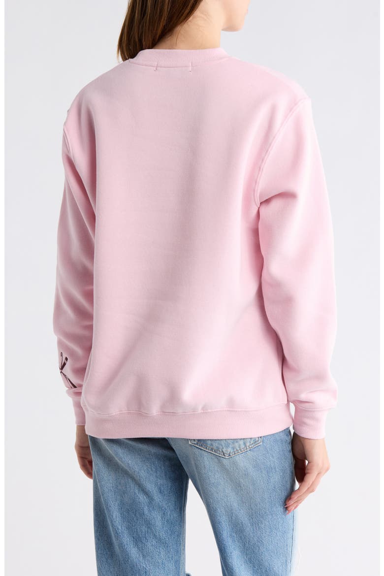 Ski Stanos Fleece Crewneck Sweatshirt, Alternate, color, PINK