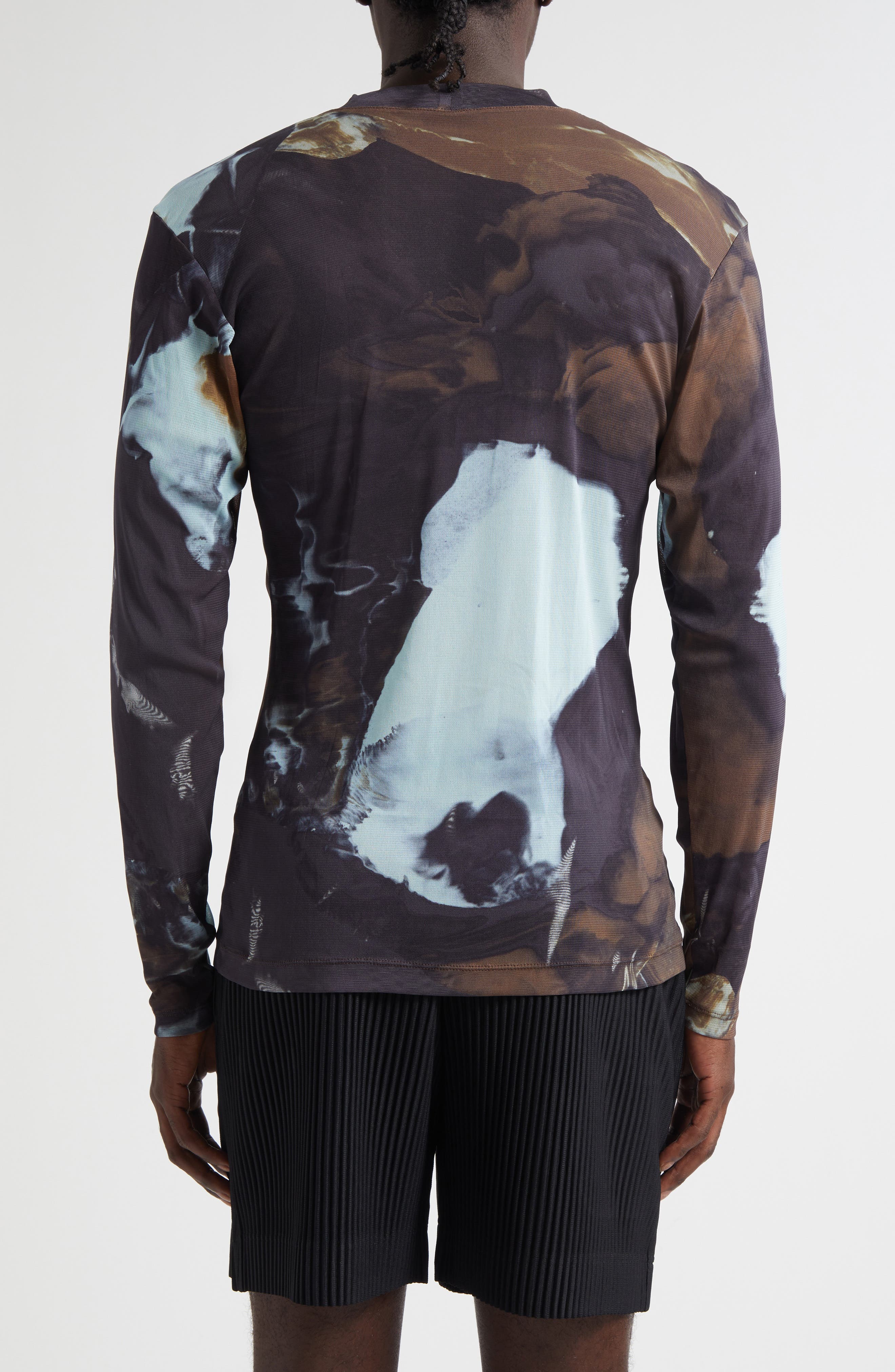 Agate Print Sheer Mesh Long Sleeve Shirt (Men) | Nordstrom