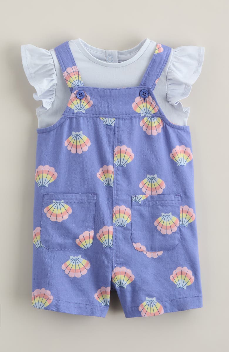 Tucker + Tate Cotton T-Shirt & Shortalls Set, Main, color, Blue Halogen- Blue Seashells