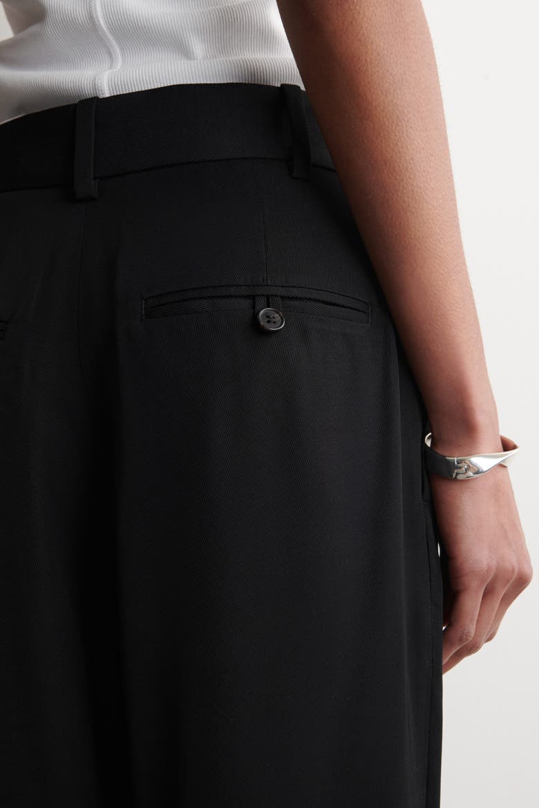 Pleated Twill Balloon Trousers, Alternate, color, BLACK