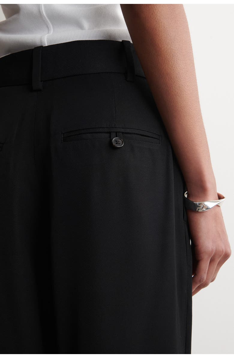COS Pleated Twill Balloon Trousers, Alternate, color, Black