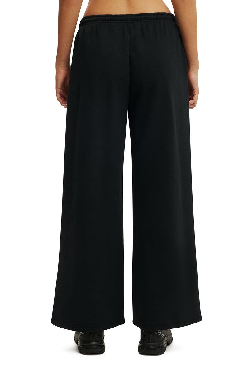 COTTON ON BODY Women's Active Plush Tie Waist Wide Leg Sweatpant, Alternate, color, Black