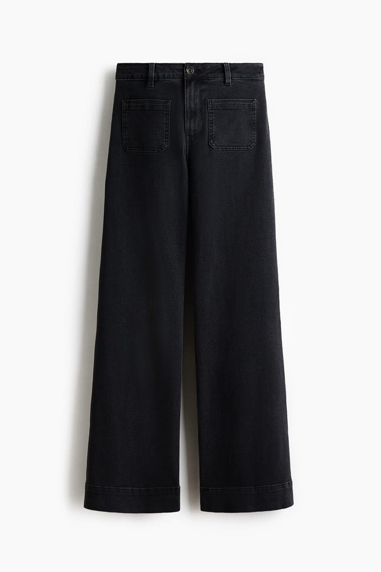 Wide High Waist Jeans, Alternate, color, Denim black