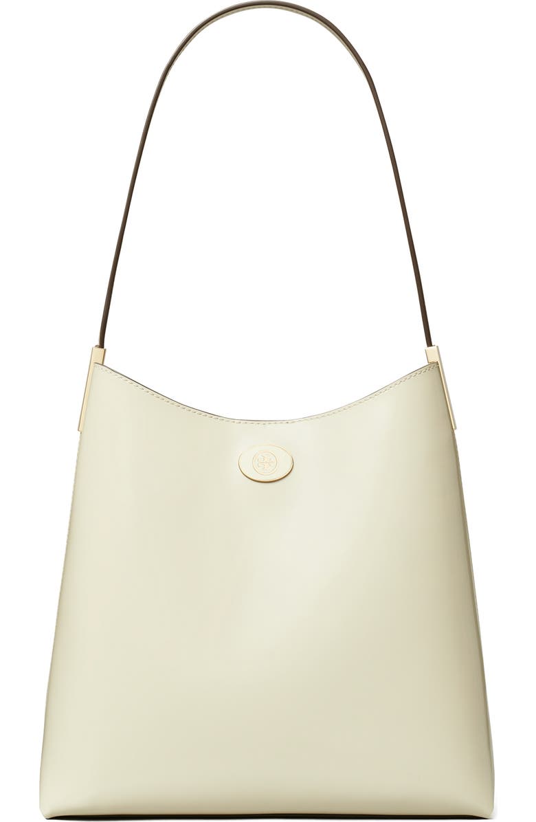 Tory Burch Robinson Spazzolato Leather Hobo Bag, Main, color, Shea Butter