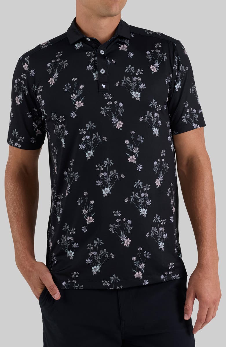 Bad Birdie Floral Performance Golf Polo, Alternate, color, Midnight Muse