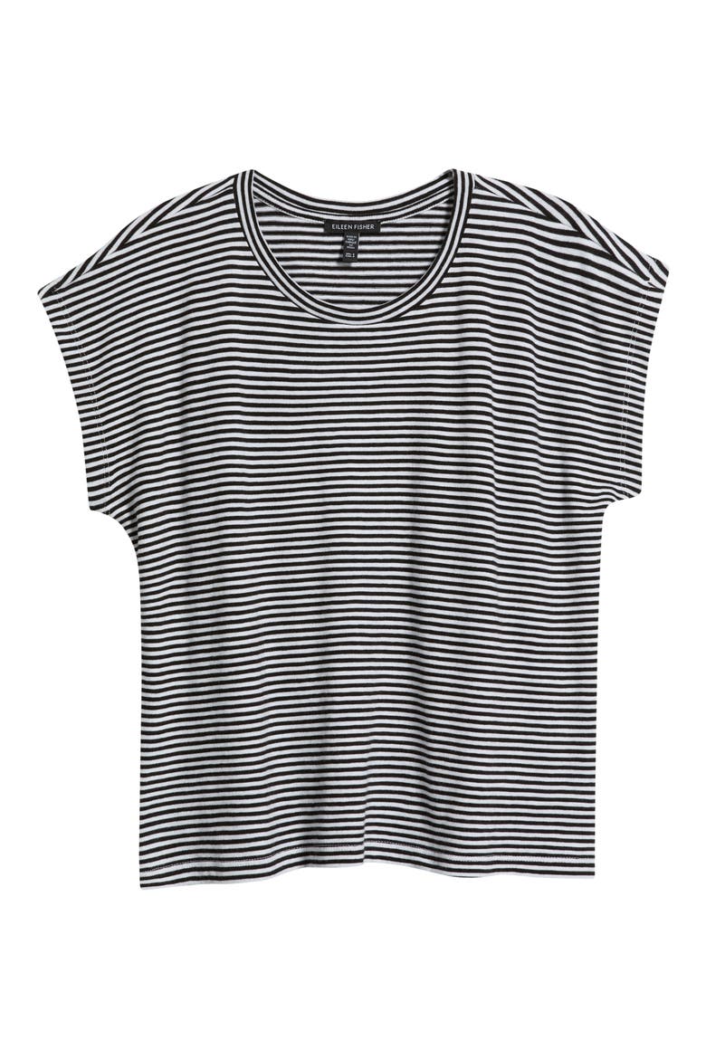 Striped Organic Cotton T-Shirt, Main, color, BLACK WHITE
