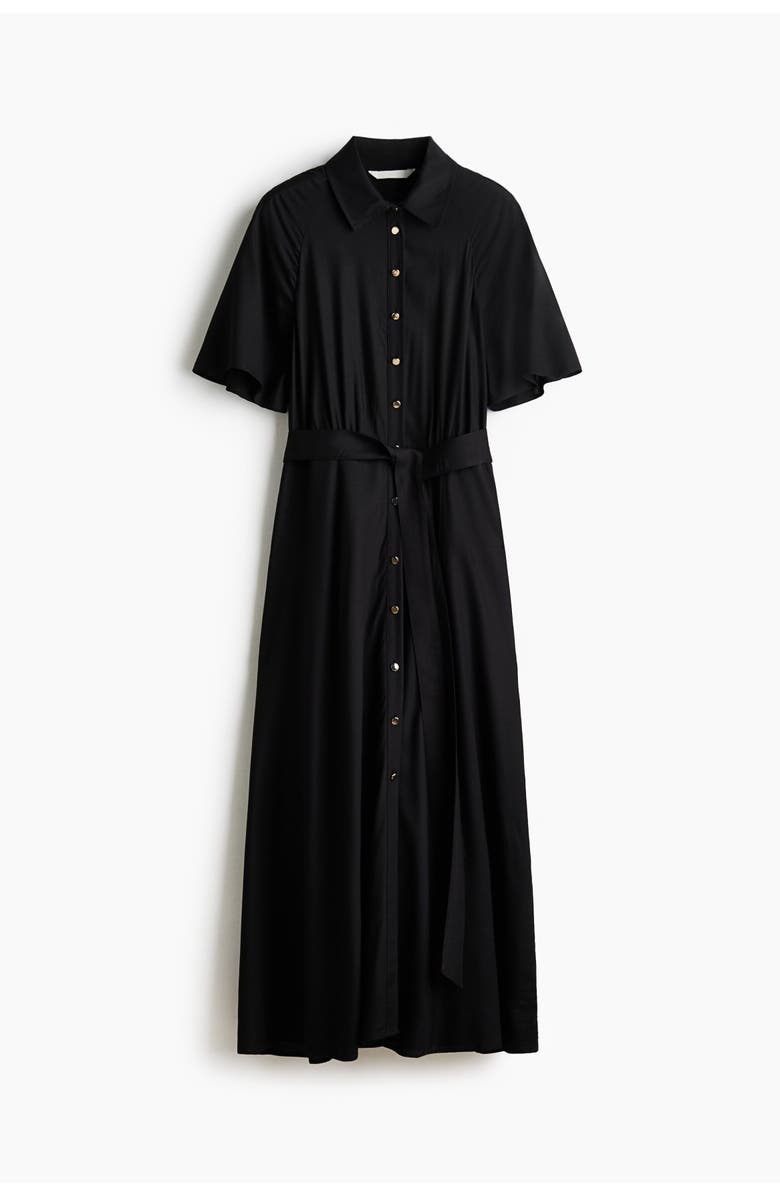 H&M Tie-belt Shirt Dress, Main, color, Black