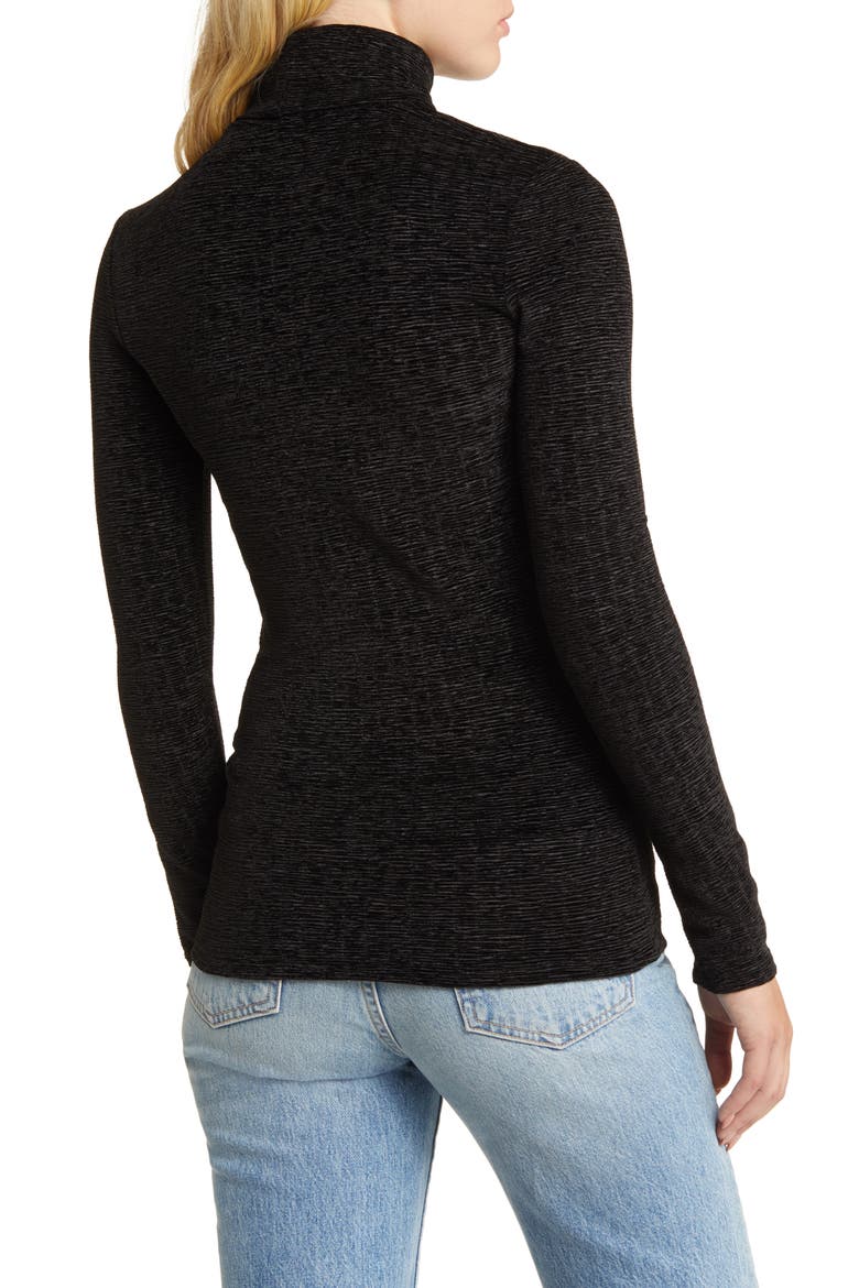 Stretch Velvet Turtleneck, Alternate, color, BLACK