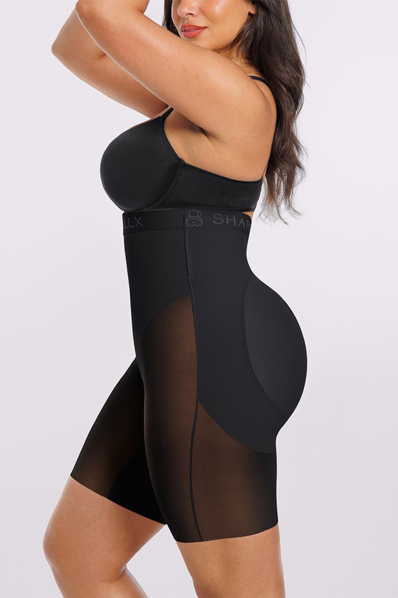 Butt Lifting Padded High Waist Shapewear Shorts, Alternate, color, Black