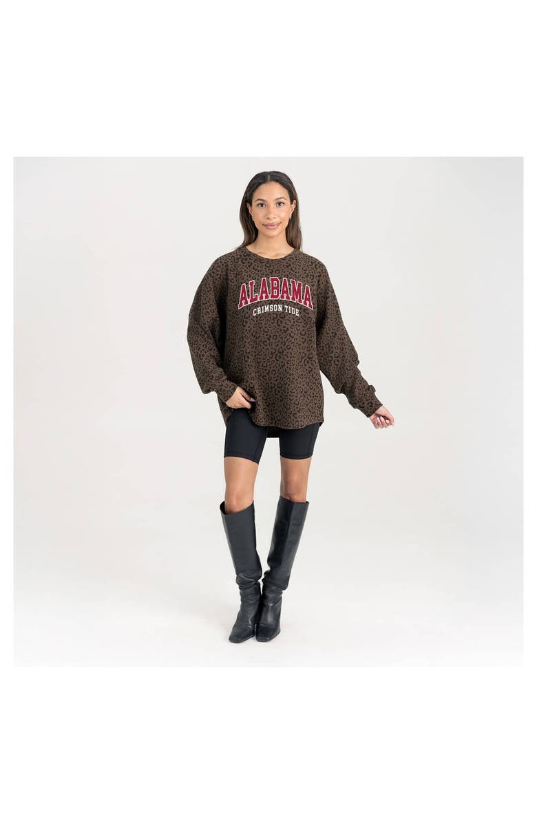 GAMEDAY COUTURE Women's Gameday Couture Brown Alabama Crimson Tide Leopard Oversized Sweatshirt, Alternate, color, Brown