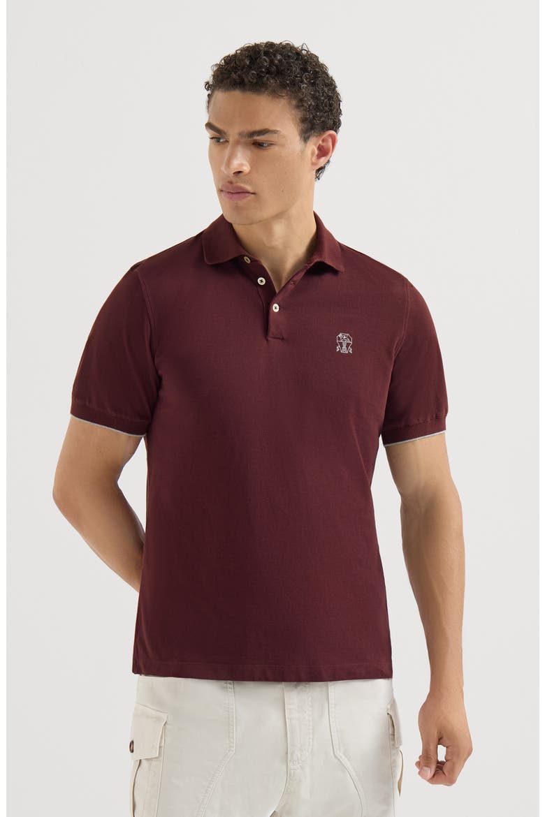 Cotton piqué polo shirt with logo, Main, color, Burgundy