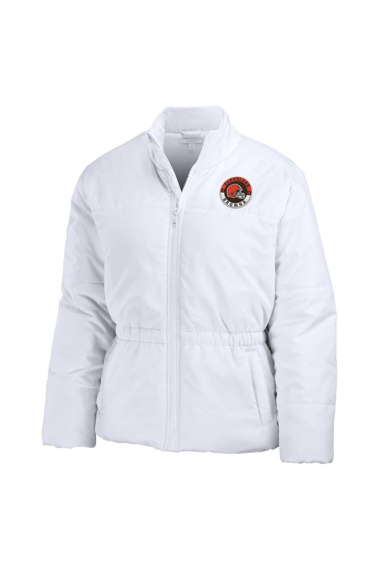 Women's WEAR by Erin Andrews  White Cleveland Browns Packaway Full-Zip Puffer Jacket, Alternate, color, White