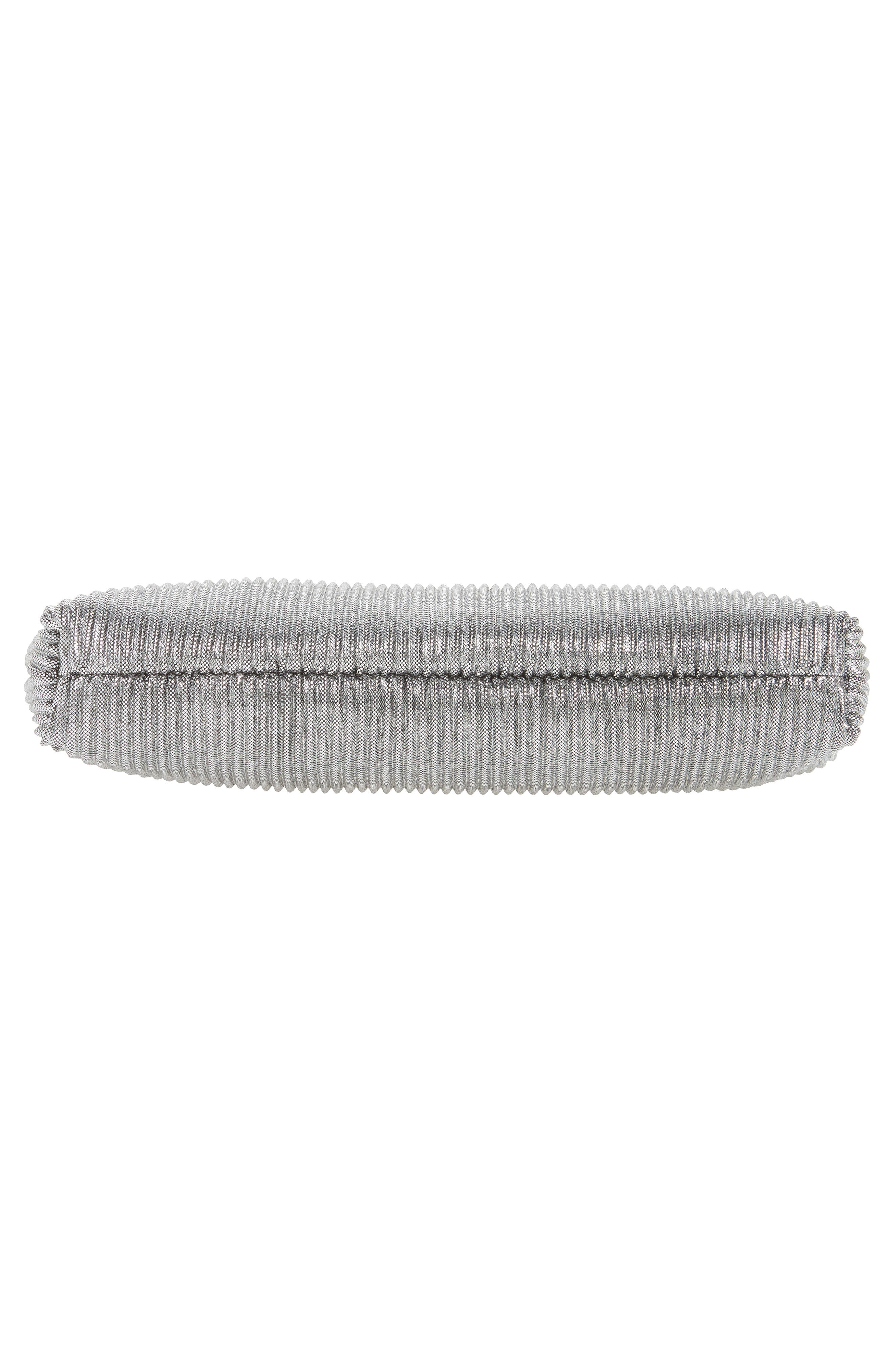 Nina Aneka Pleated Shine Clutch, Alternate, color, Steel