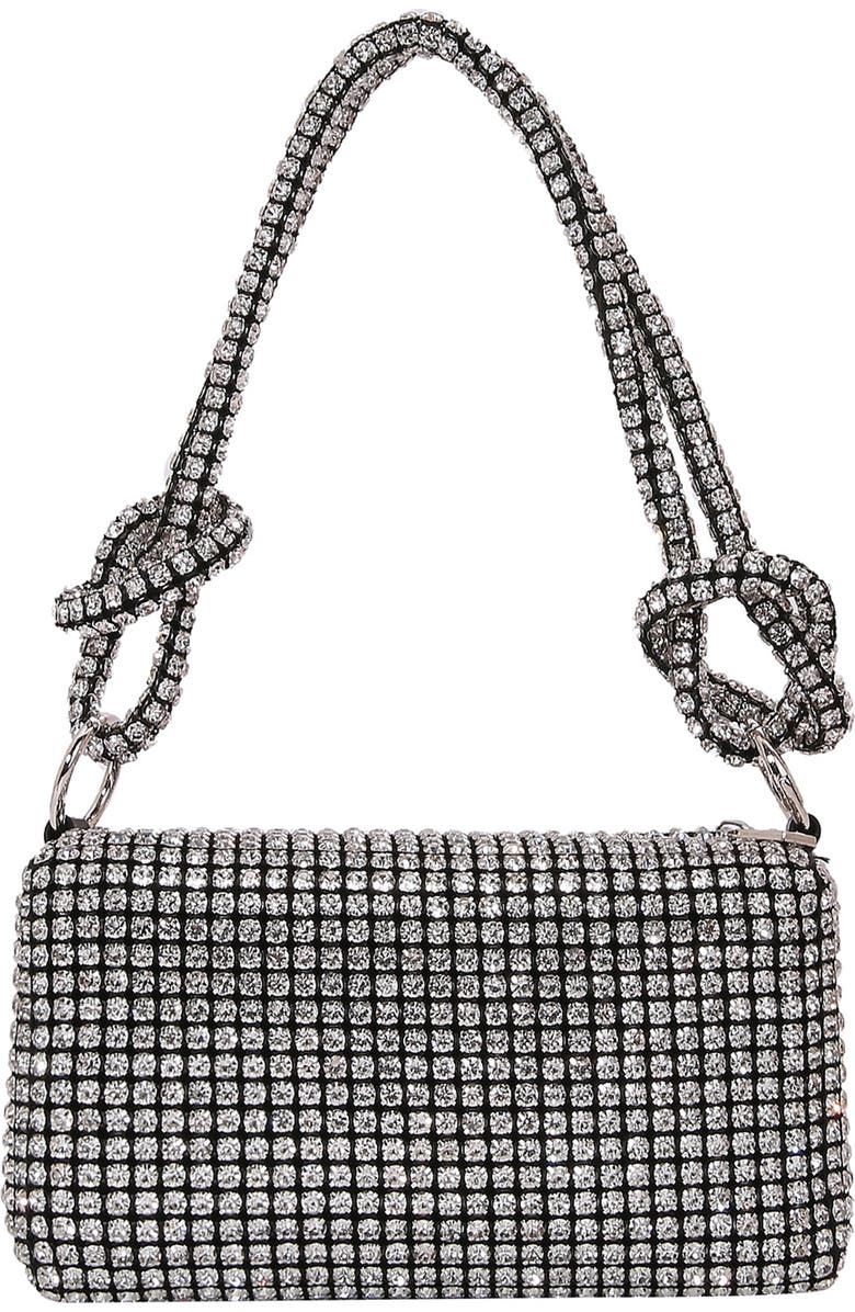 BERNESS Rhinestone Rectangular Shoulder Bag, Main, color, Silver