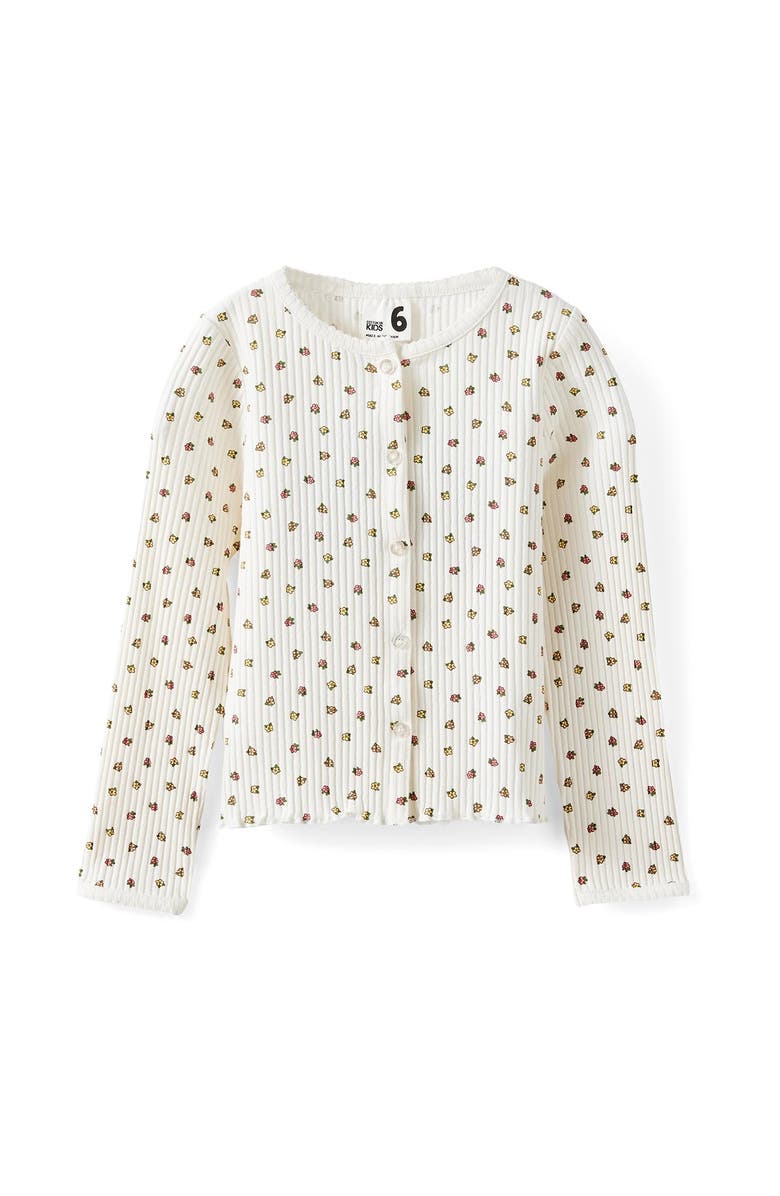 Cotton On Kids Kid's Emma Button Through Long Sleeve, Main, color, Vanilla Ditsy Floral