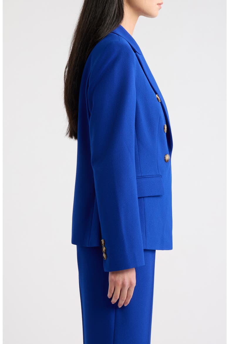 Crepe Double Breasted Blazer, Alternate, color, COBALT