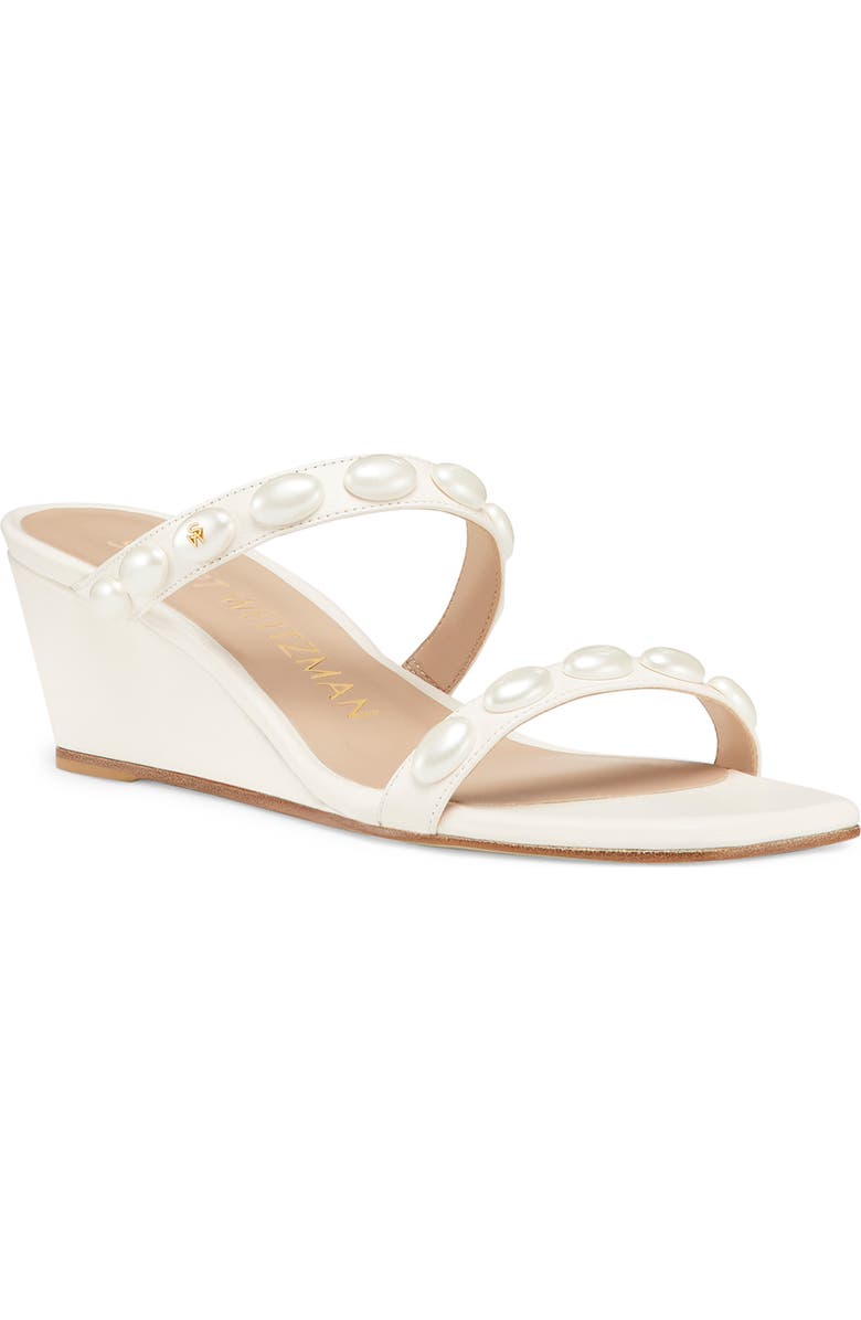 Stuart Weitzman Pearlita 50 Wedge Slide Sandal, Main, color, Seashell
