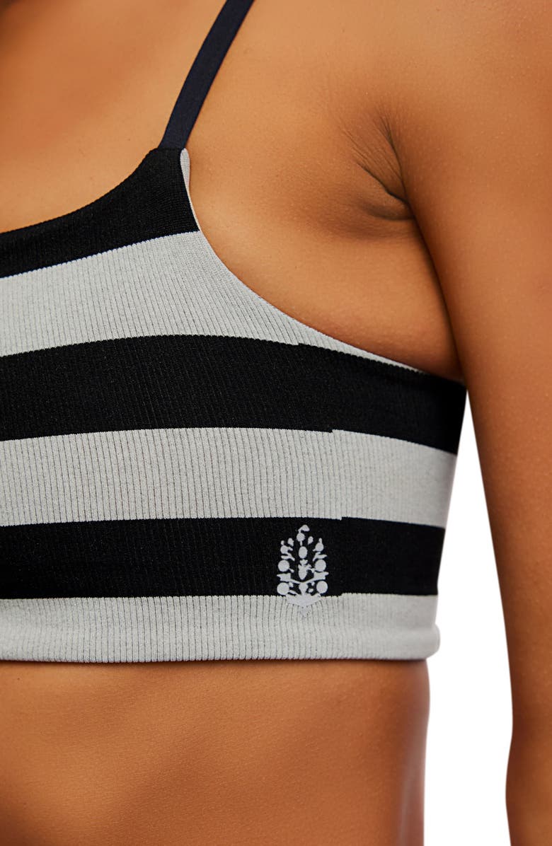 Free People FP Movement Remember My Name Stripe Bra, Alternate, color, Black Combo