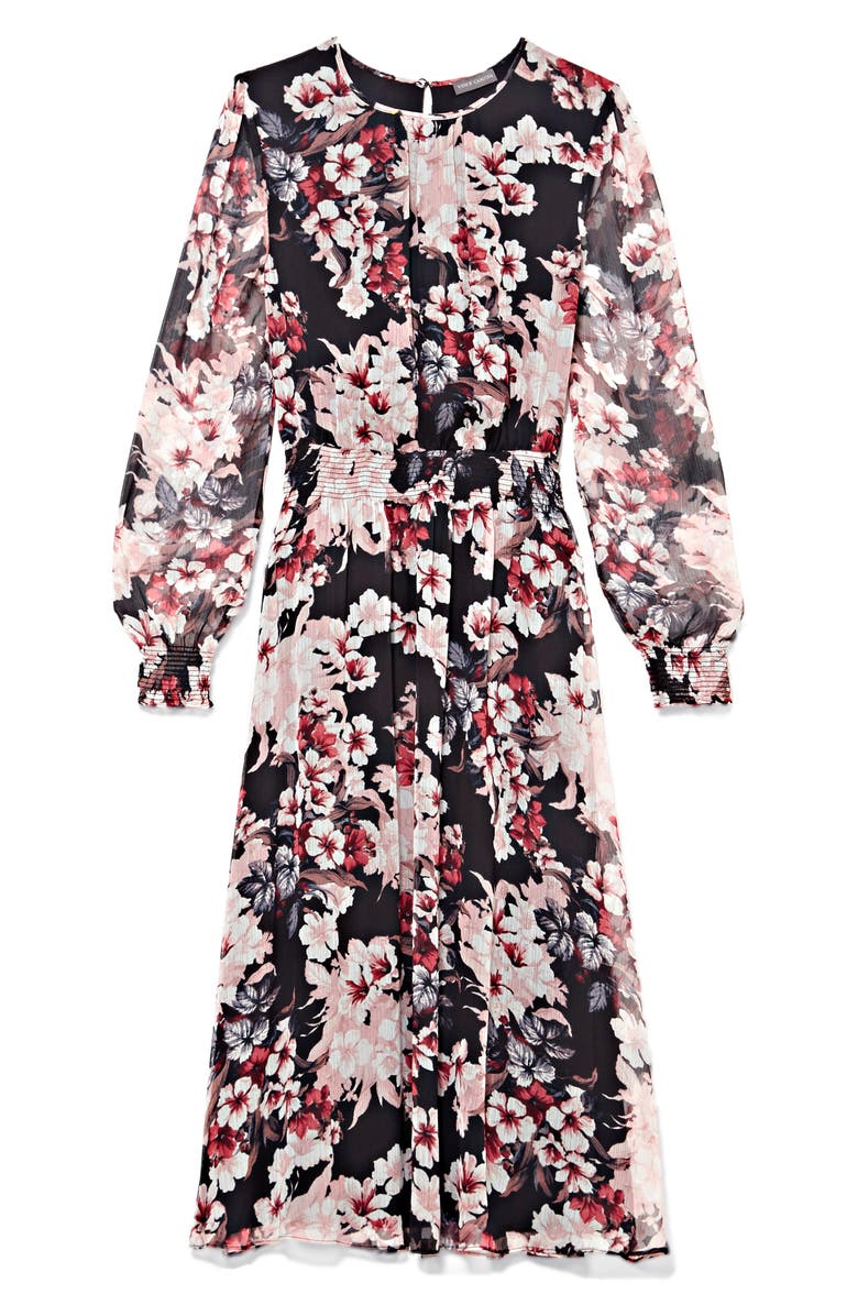 Vince Camuto Timeless Blooms Cinch Waist Midi Dress, Alternate, color, 
