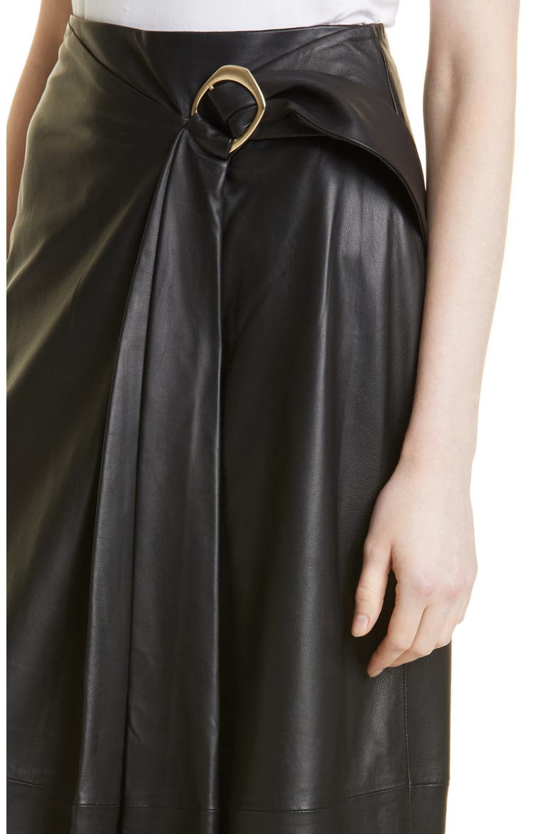 Wavy Buckle Leather Midi Skirt, Alternate, color, 001BLK-BLACK