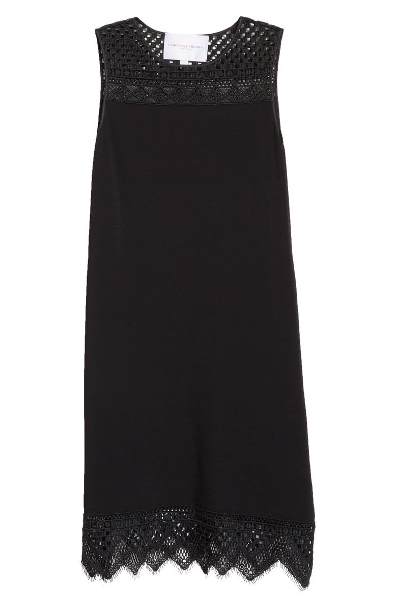 Carolina Herrera Guipure Lace Inset Shift Dress, Alternate, color, 