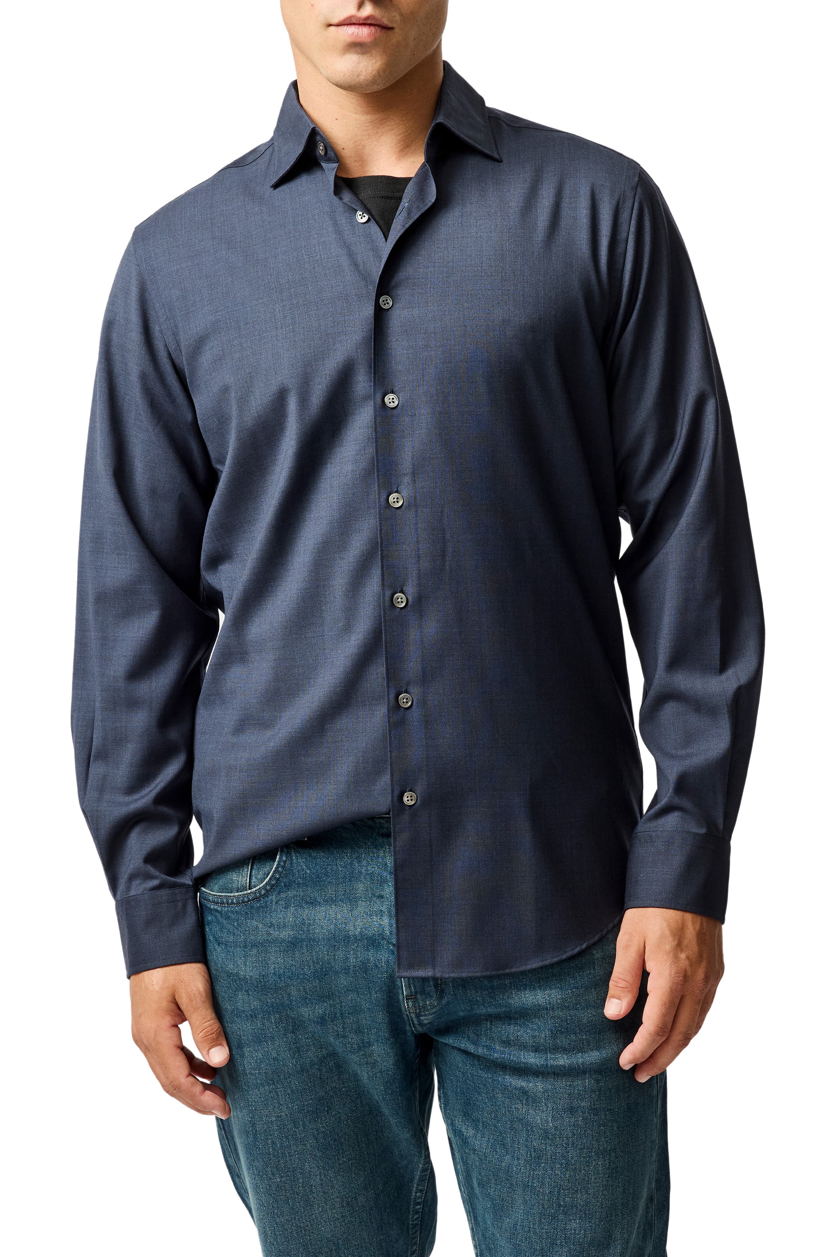 Esk Valley Wool Melange Button-Up Shirt - image 3