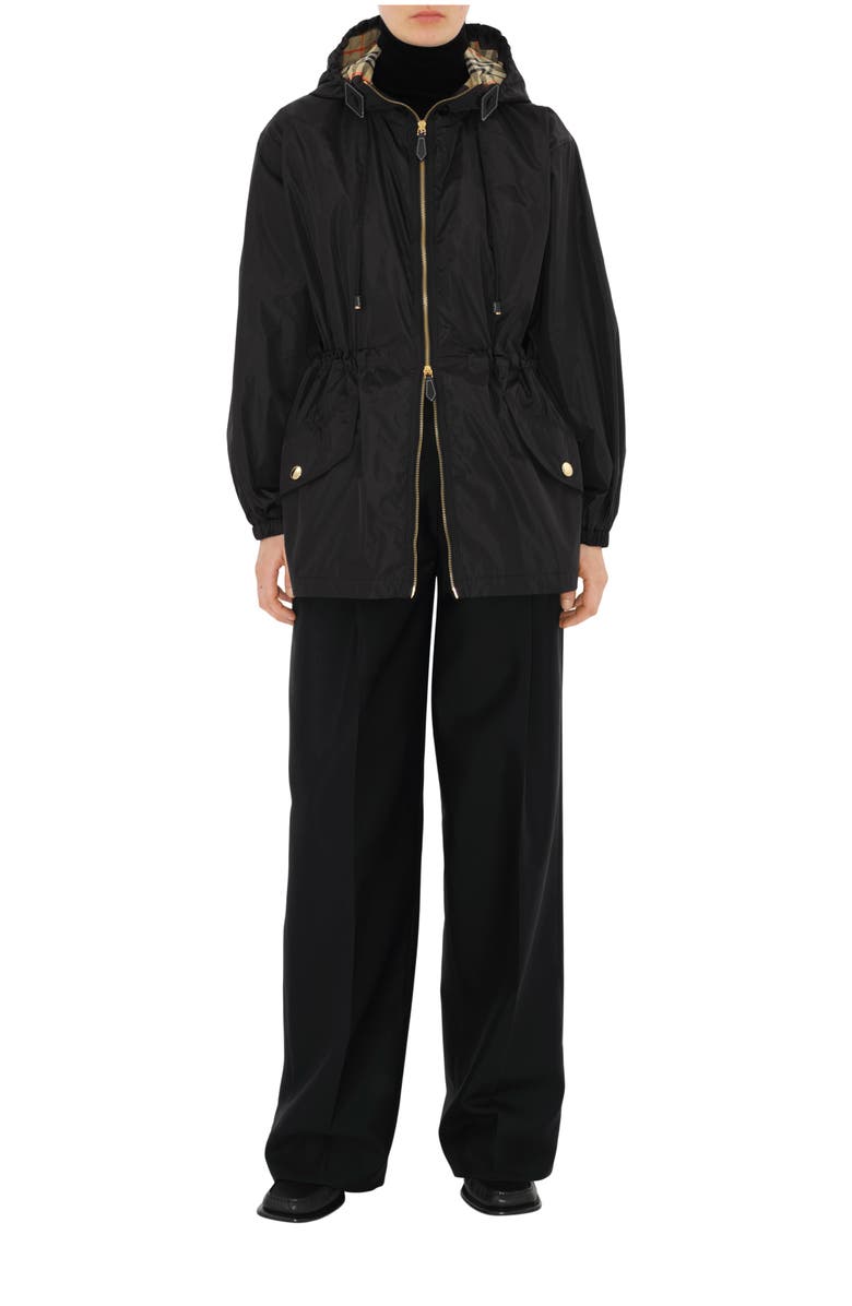 Burberry Nylon Hooded Jacket, Main, color, Black