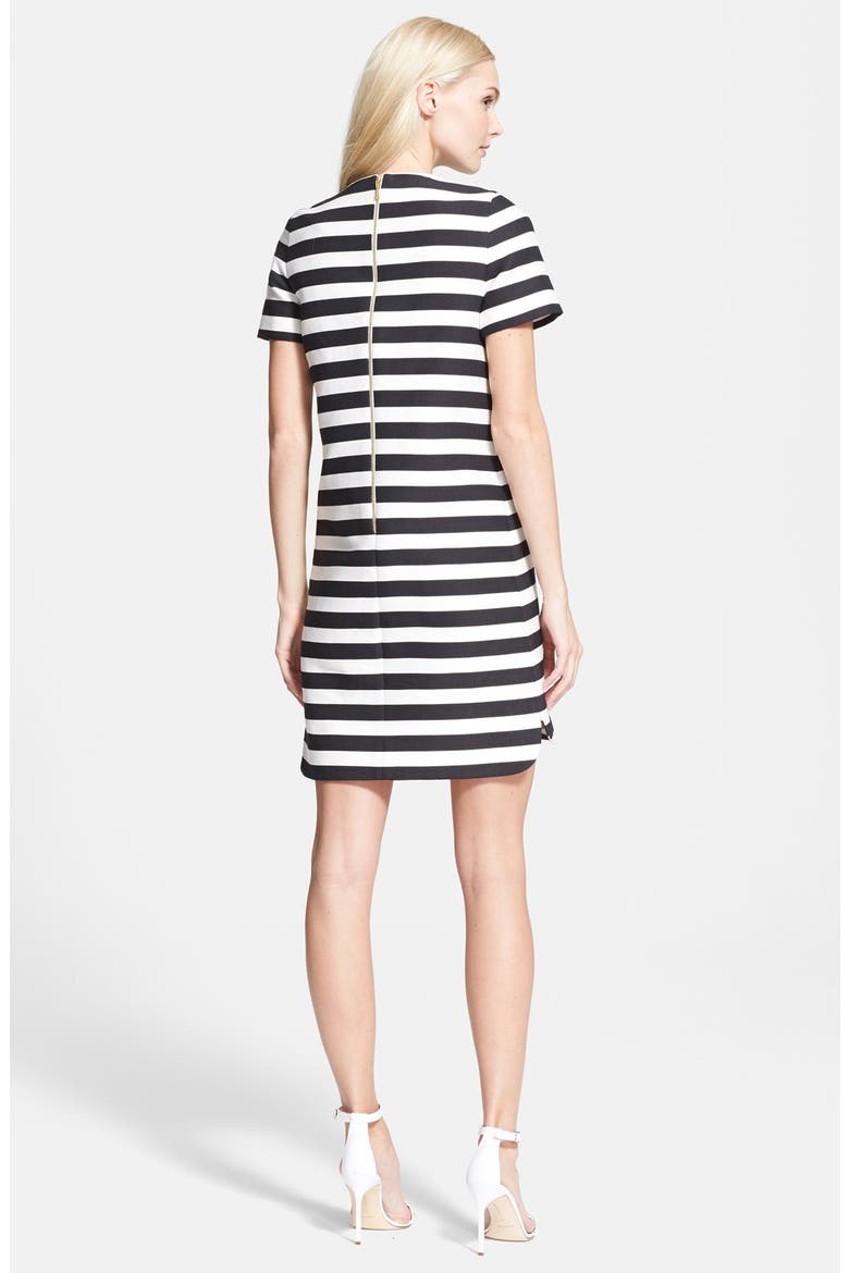 stripe shift dress, Alternate, color, BLACK/ CREAM