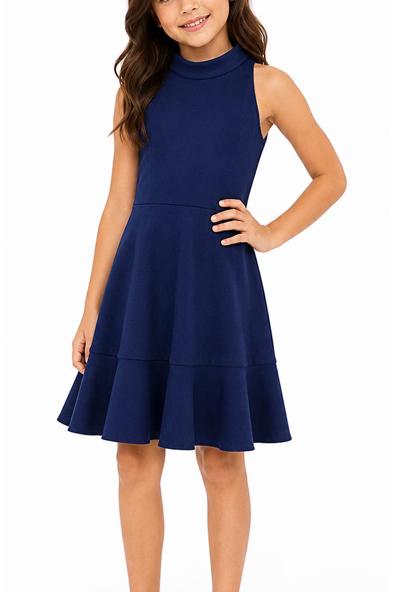 Kids' Textured Knit Skater Dress, Alternate, color, NAVY