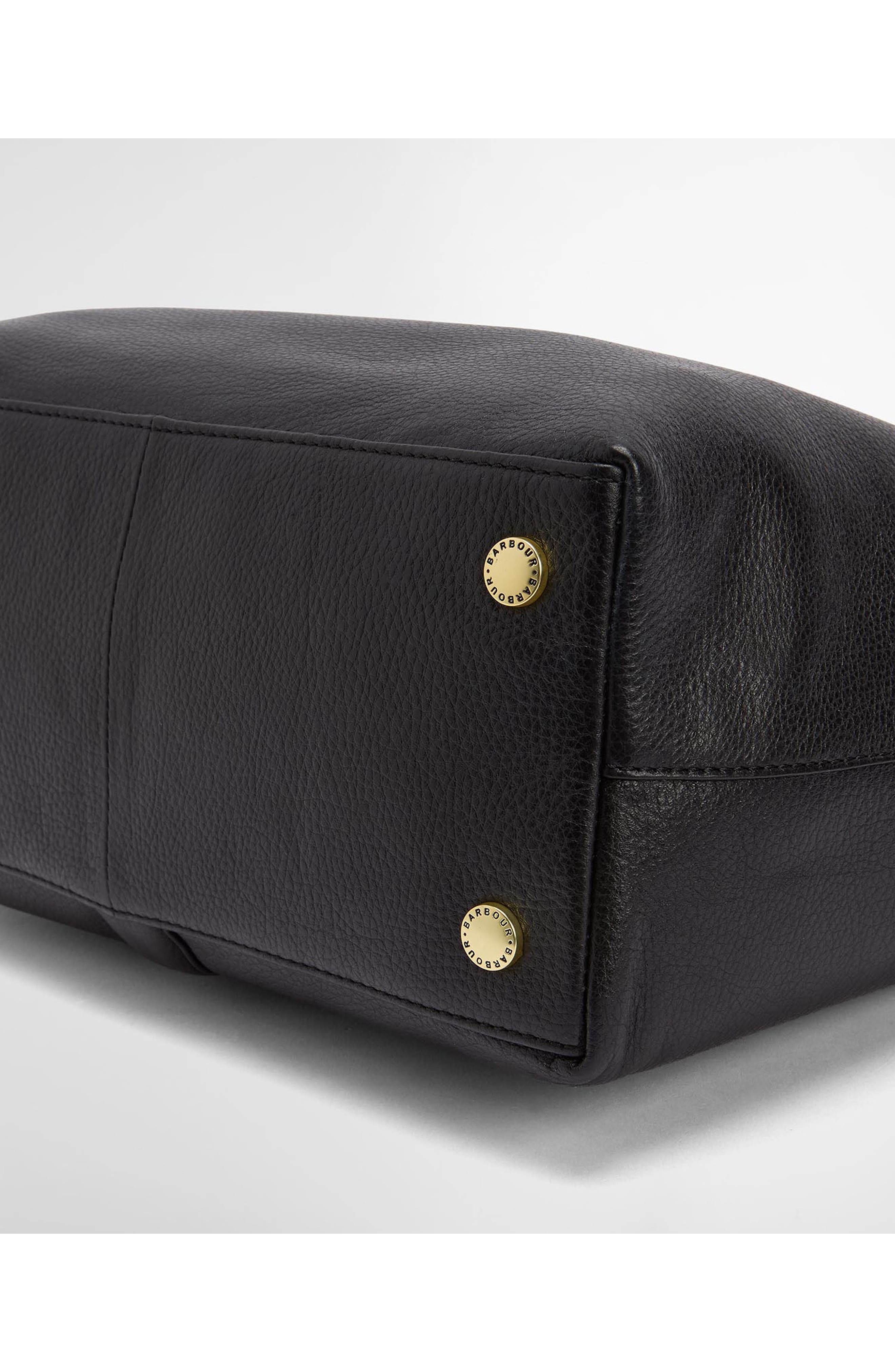 Barbour Alder Leather Tote Bag, Alternate, color, Black