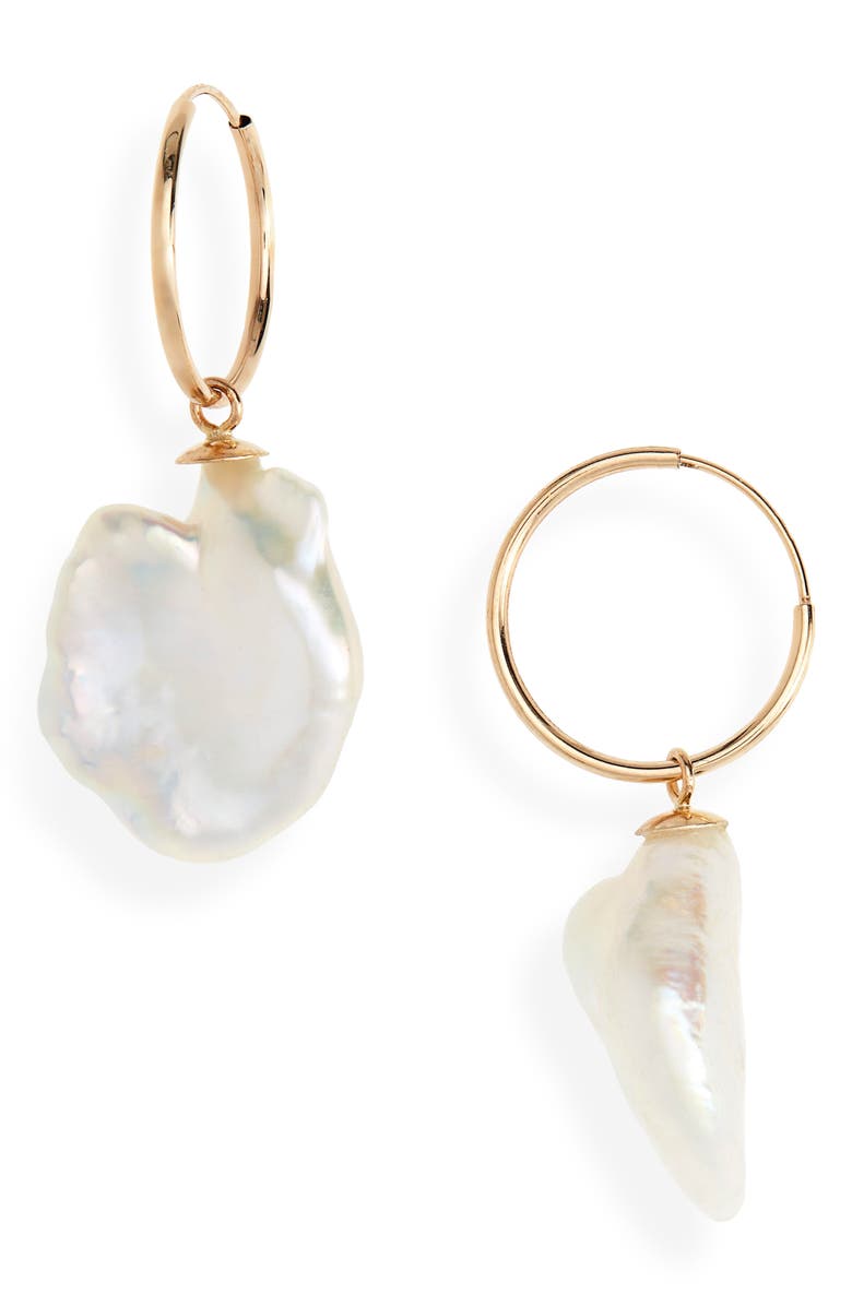 Loren Stewart Baroque Pearl Huggie Earrings, Main, color,