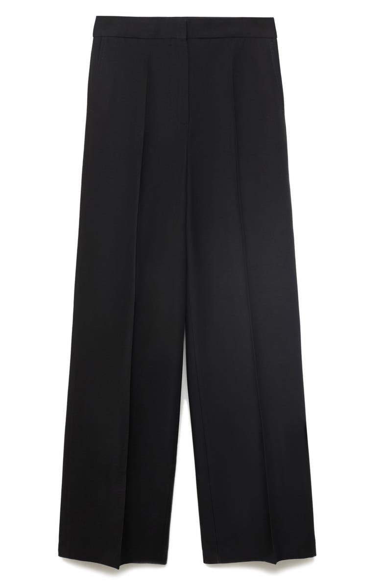 MANGO Pleated Straight Leg Pants, Alternate, color, Black