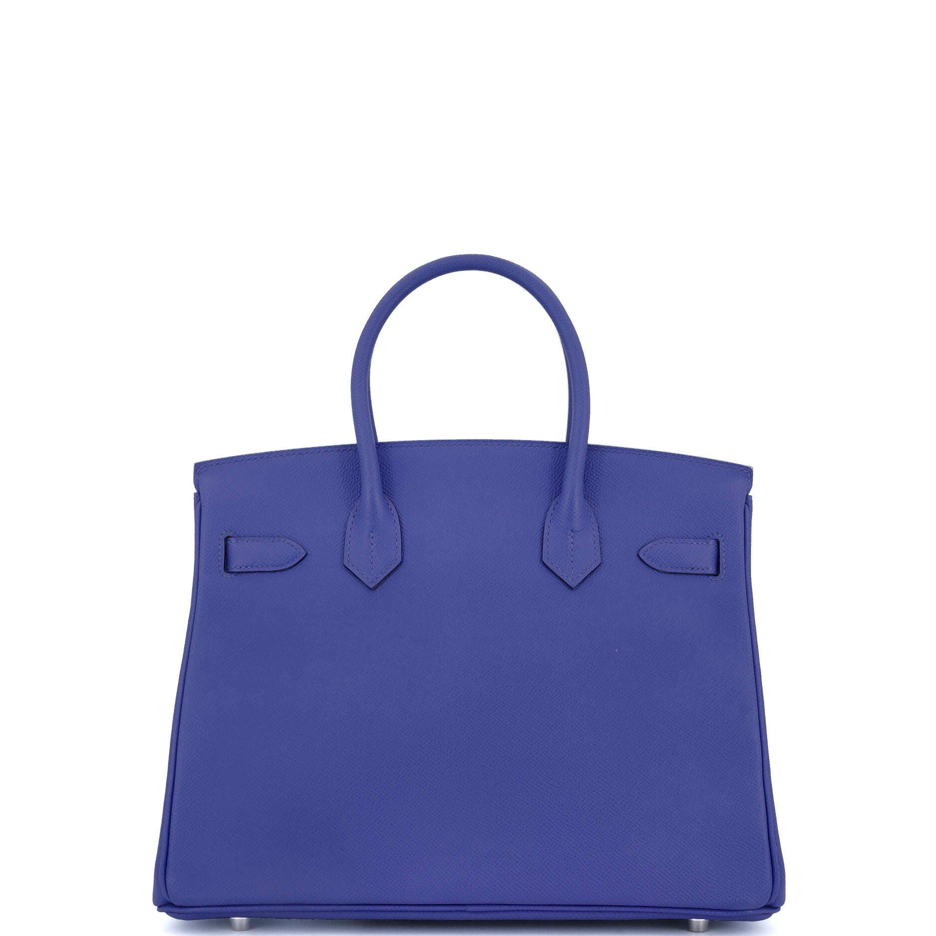 Pre-Owned Hermes Birkin Handbag Blue Epsom with Palladium Hardware 30, Alternate, color, Bleu Electrique