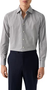 Eton Regular Fit Microprint Signature Cotton Twill Dress Shirt