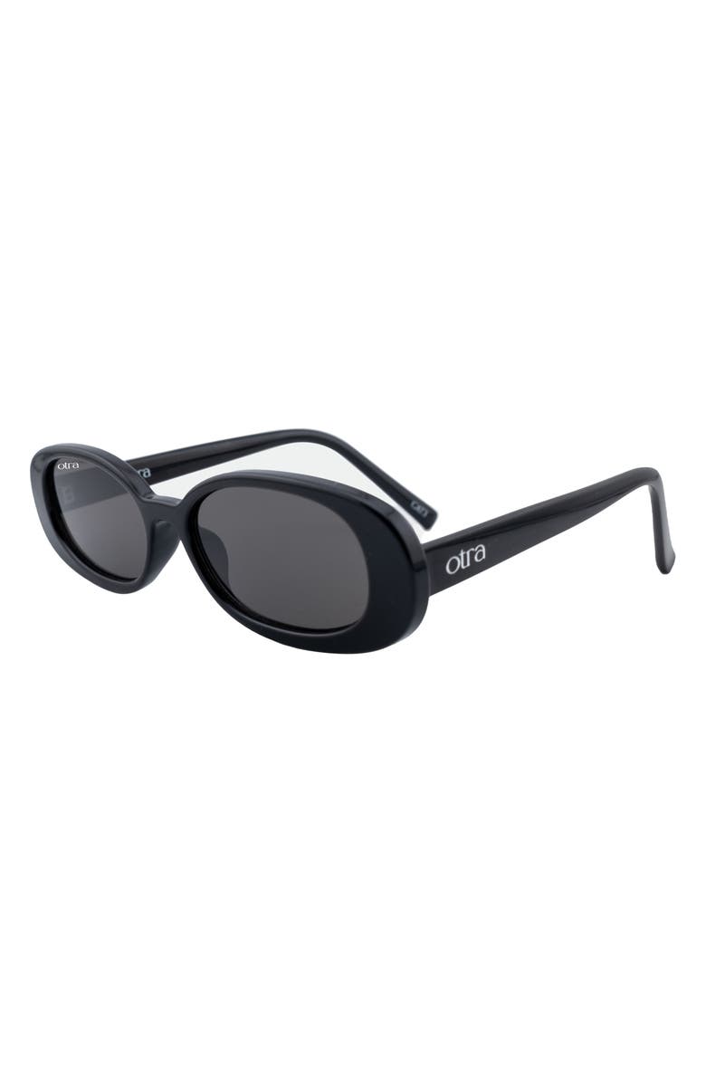 OTRA EYEWEAR Gina Oval Sunglasses, Alternate, color, Black/ Smoke