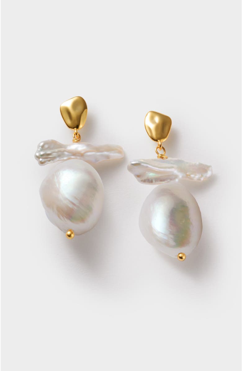 Katie Loxton Sol Pearl Earrings, Main, color, Gold Coated