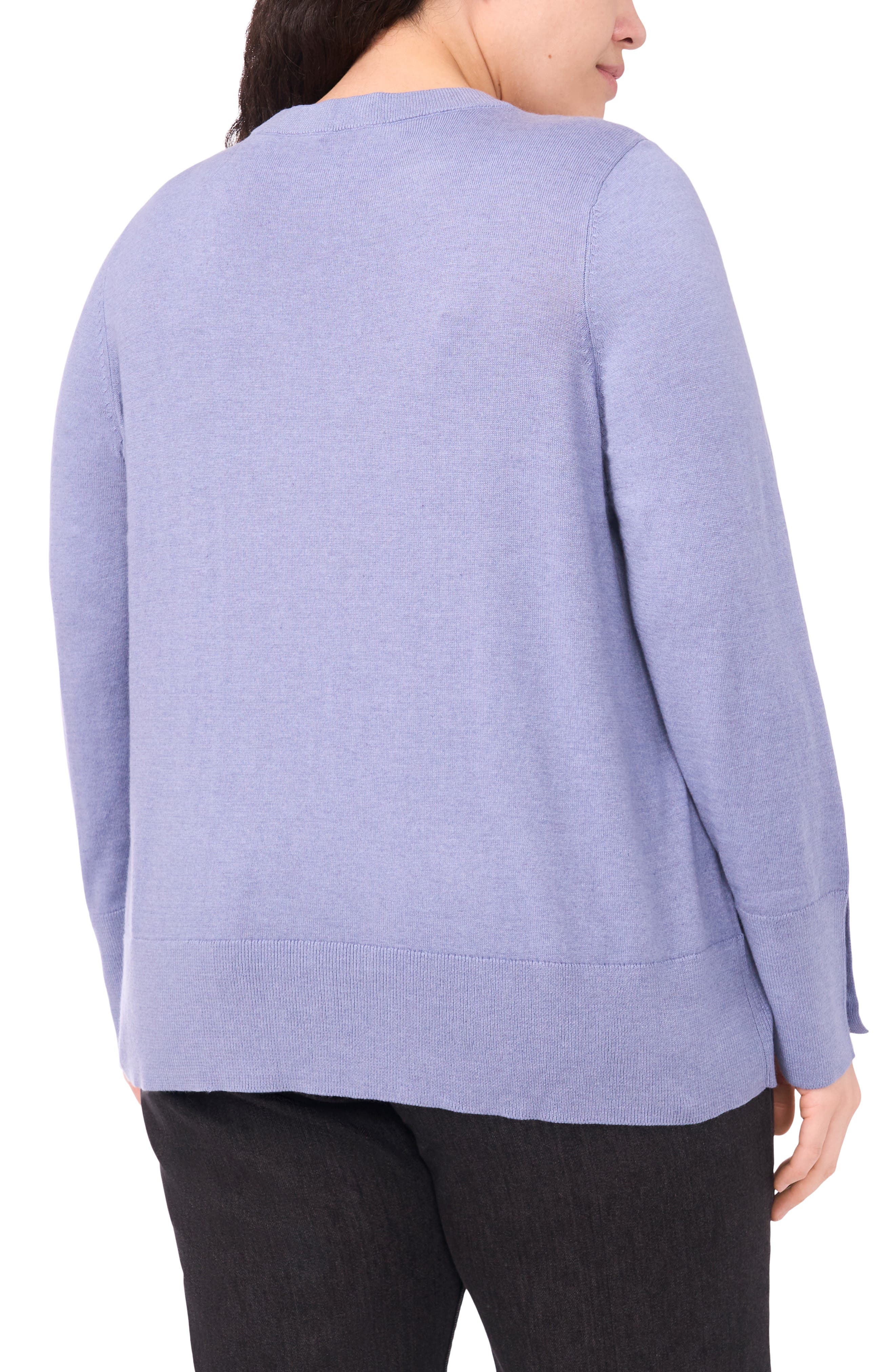 Button Cuff Cotton Blend Sweater - image 2
