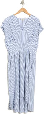 MAX STUDIO Striped Short Sleeve Midi Dress