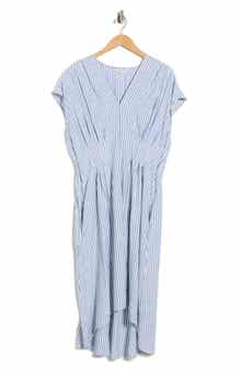 MAX STUDIO Striped Short Sleeve Midi Dress