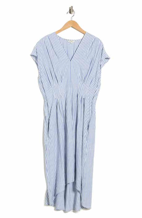 MAX STUDIO Striped Short Sleeve Midi Dress