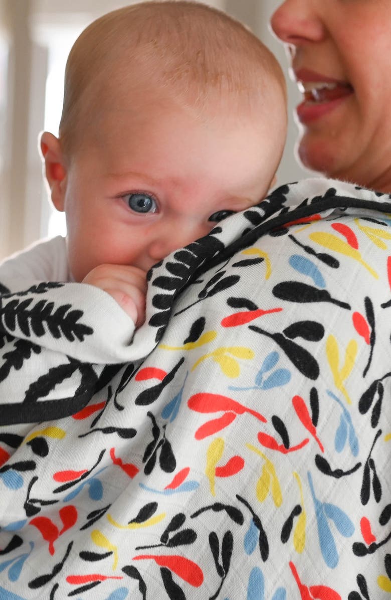 ETTA LOVES Plant Sensory Reversible 3-Layer Organic Cotton Muslin Blanket, Alternate, color, Plant Print Mixed