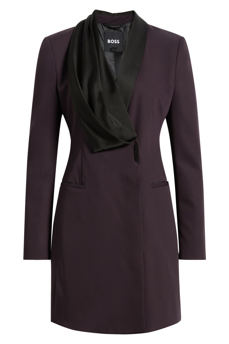 Danjana Long Sleeve Virgin Wool Blazer Dress, Alternate, color, DARK CARMINE