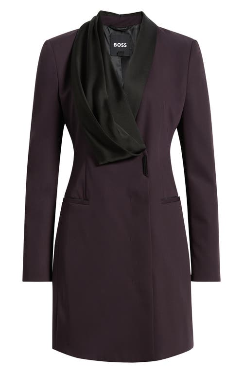 Hugo Boss Boss Danjana Long Sleeve Virgin Wool Blazer Dress In Purple