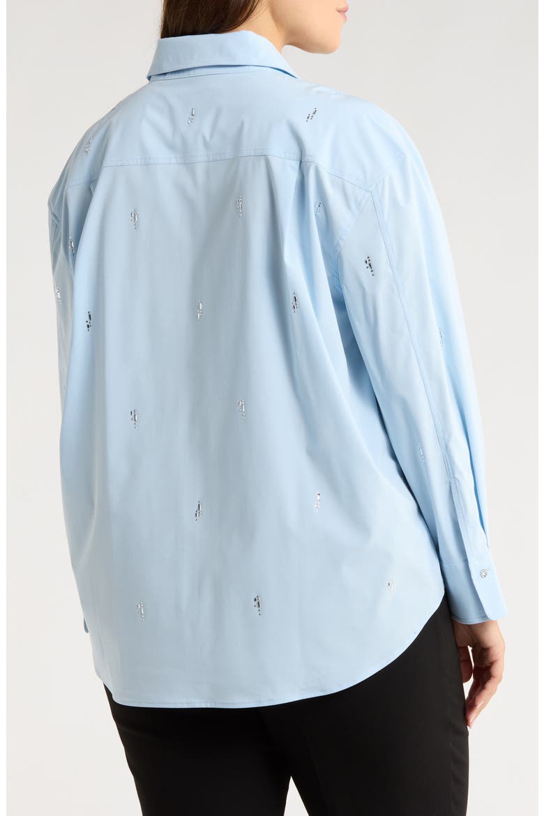 Skye Crystal Embellished Button-Up Shirt, Alternate, color, BLUE BELLE