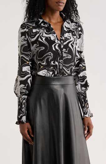 PATRIZIA LUCA Smocked Cuff Button-Up Top