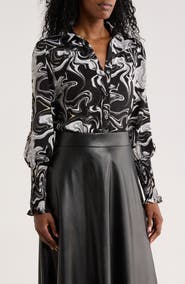 PATRIZIA LUCA Smocked Cuff Button-Up Top