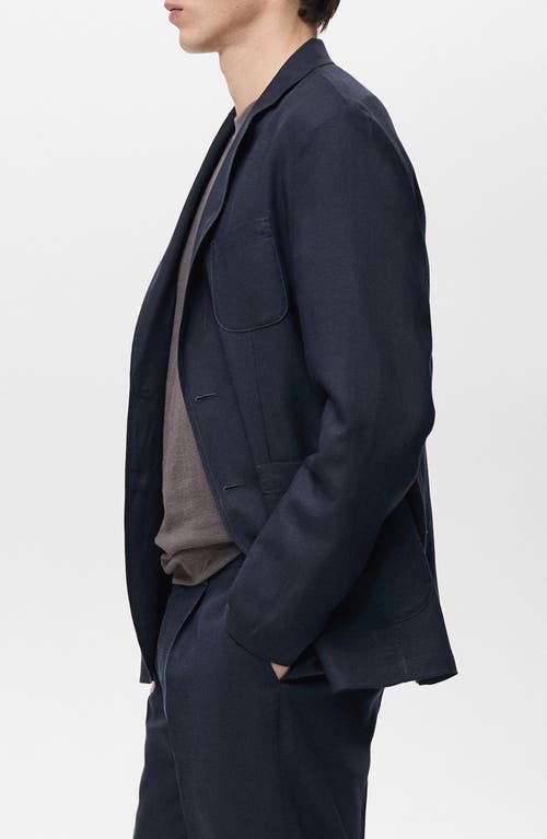 Mango Slim Fit Lyocell & Linen Suit Jacket In Black