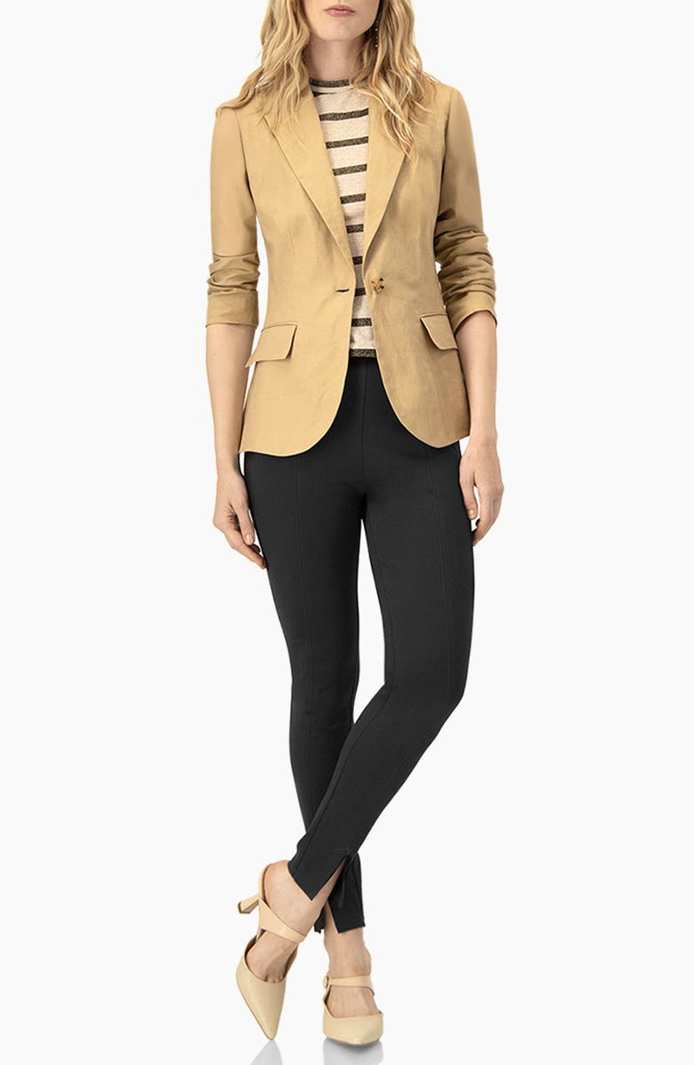 IVONNE Single-Button Tailored Linen Blazer, Alternate, color, Beige