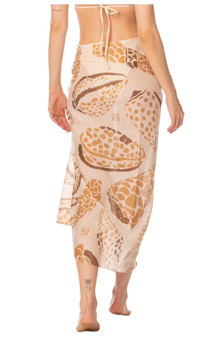 KIBYS Shell Tides Loretta Shell Print Cotton Pareo Sarong, Alternate, color, Beige Shell Print