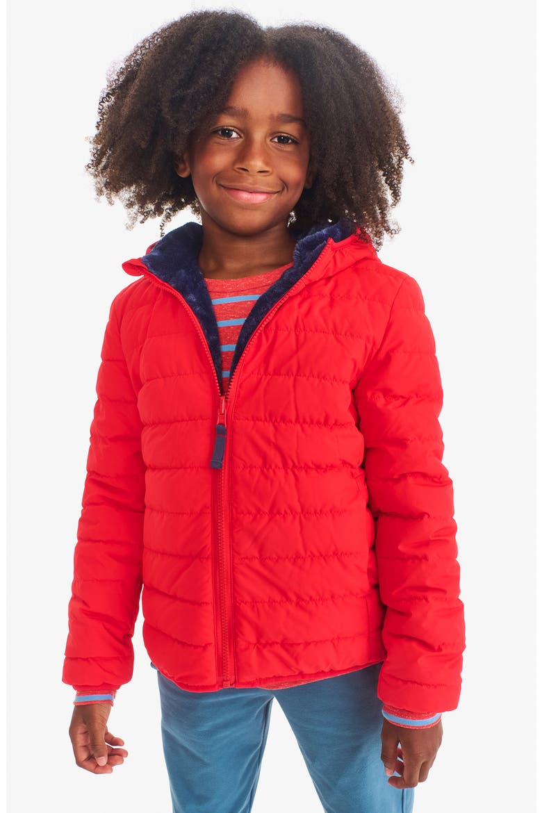 Kids' Reversible Fleece Puffer Jacket, Alternate, color, TOMATO/ SW NAVY